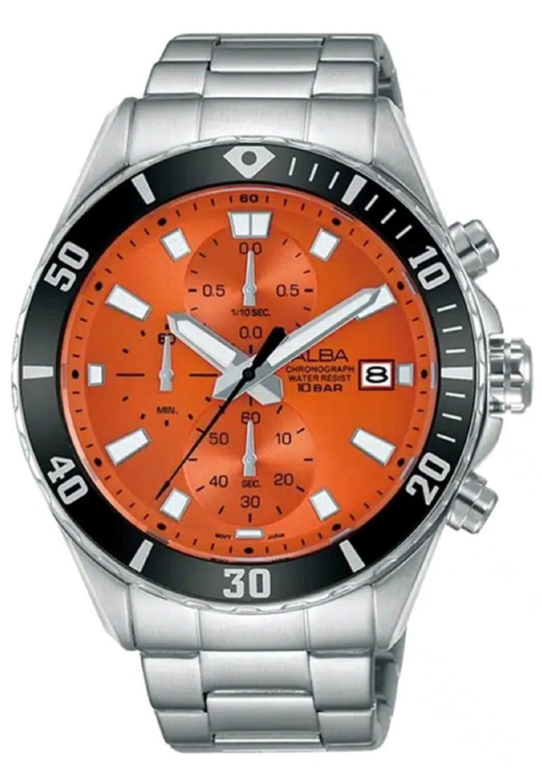 Alba Active Chronograph Stainless Steel Strap Watch for Men AM3803X1-Watch Portal Philippines