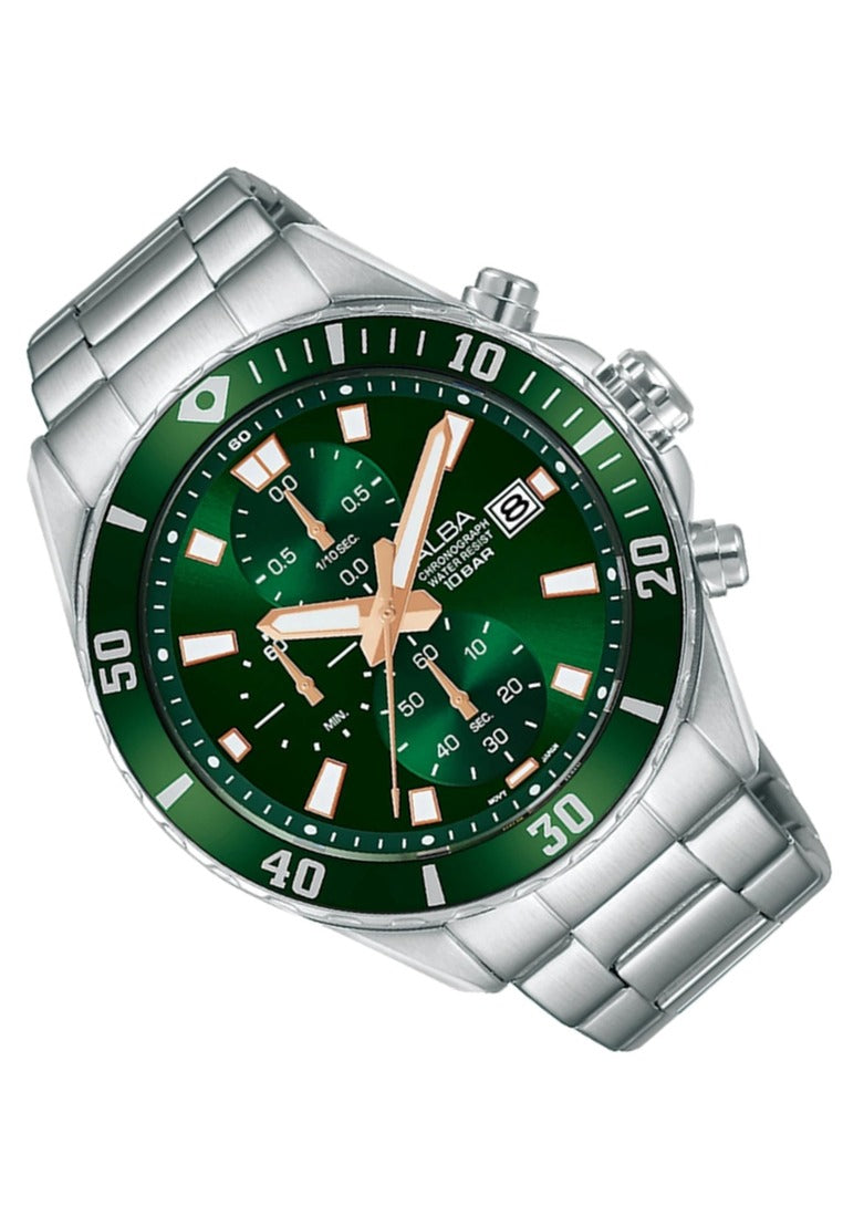 Alba Active Chronograph Stainless Steel Strap Watch for Men AM3805X1-Watch Portal Philippines