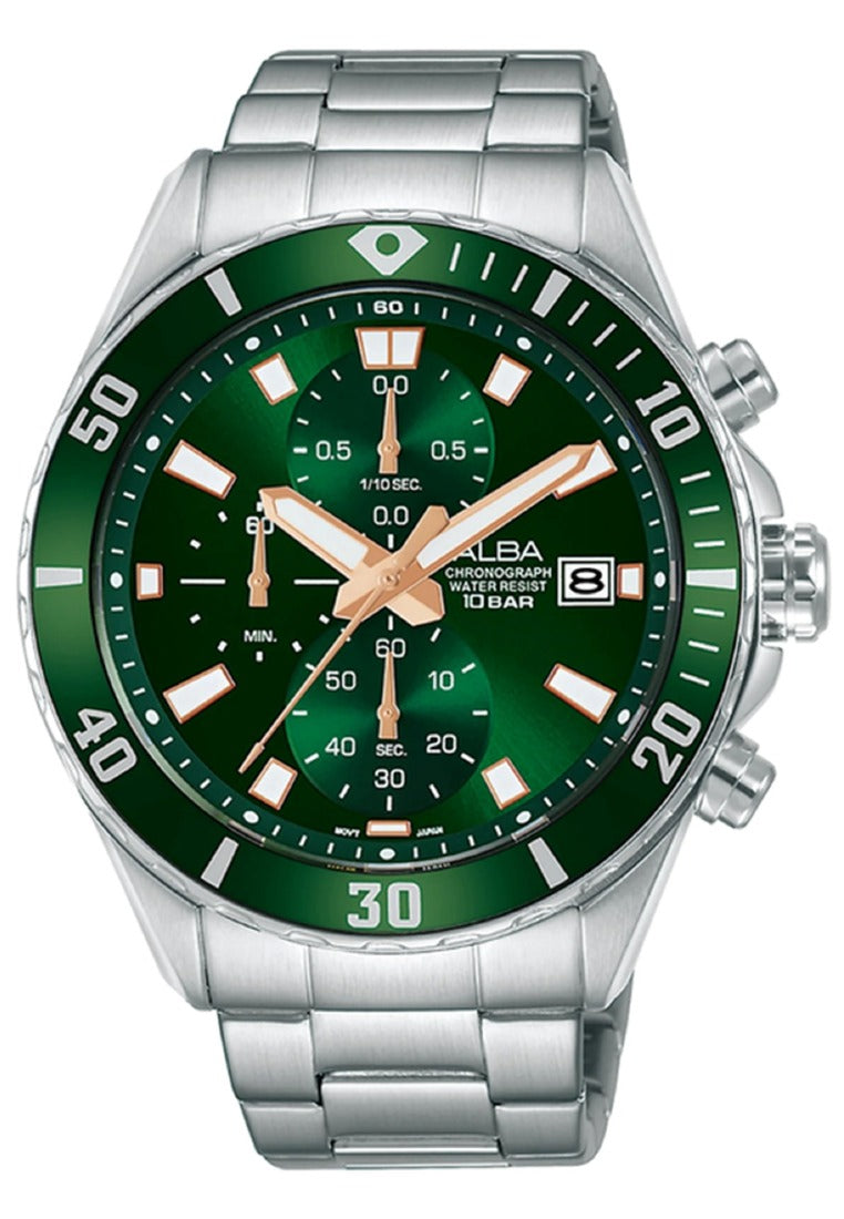 Alba Active Chronograph Stainless Steel Strap Watch for Men AM3805X1-Watch Portal Philippines