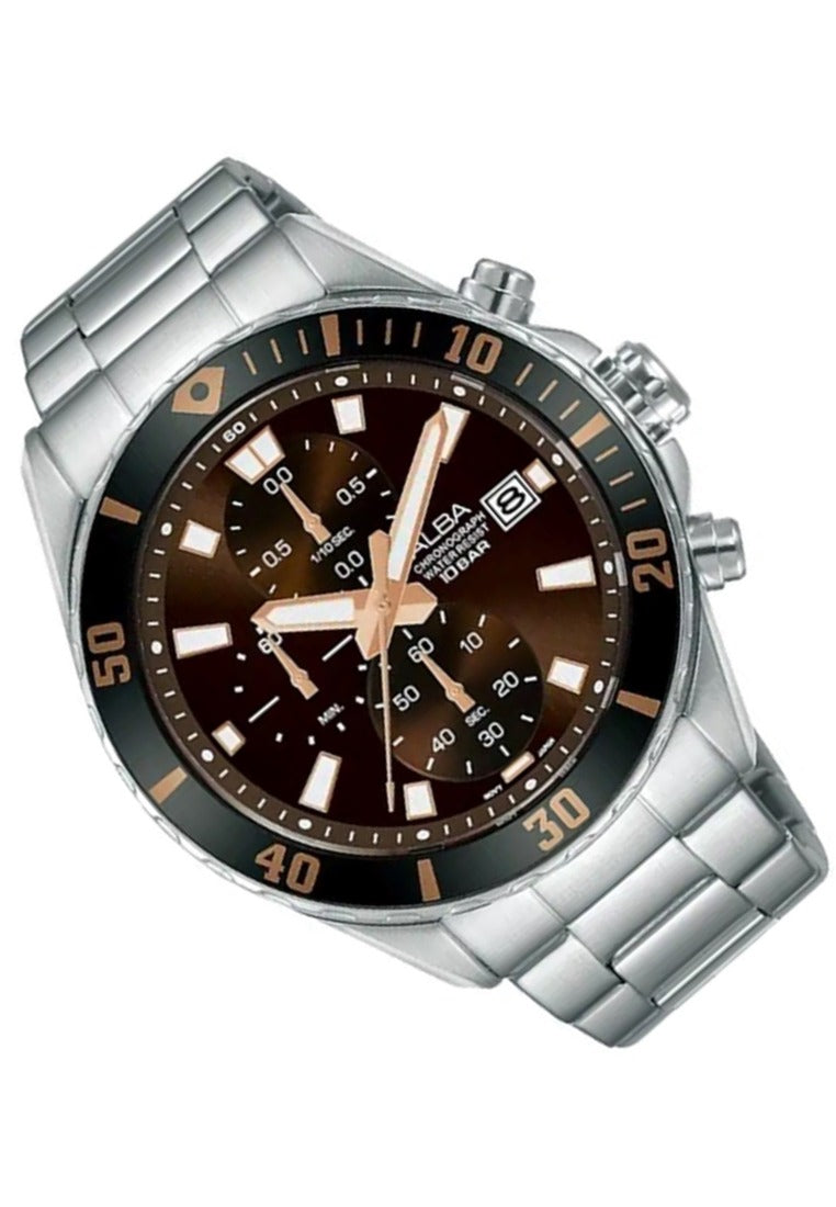 Alba Active Chronograph Stainless Steel Strap Watch for Men AM3807X1-Watch Portal Philippines