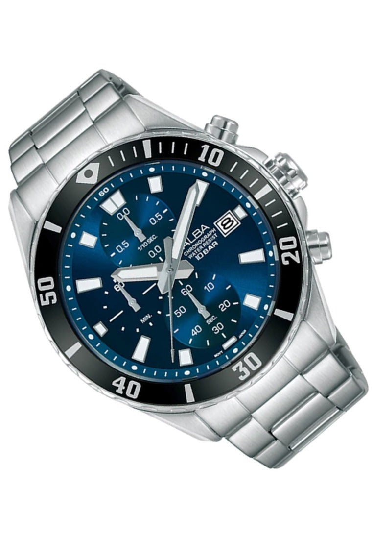 Alba Active Chronograph Stainless Steel Strap Watch for Men AM3809X1-Watch Portal Philippines