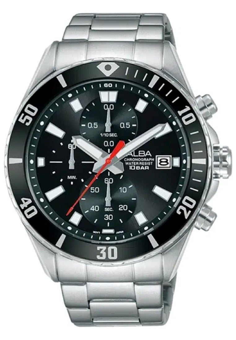 Alba Active Chronograph Stainless Steel Strap Watch for Men AM3811X1-Watch Portal Philippines