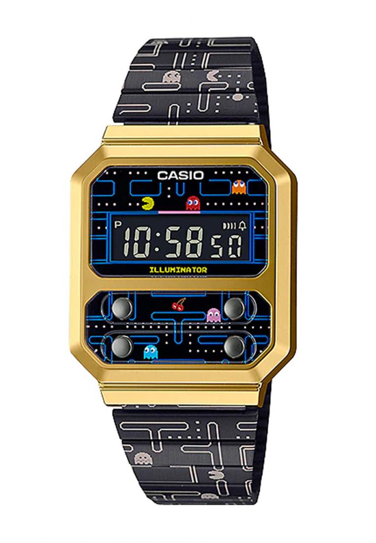 Casio A100WEPC-1B Pac-Man Digital Stainless Steel Strap Watch For Men-Watch Portal Philippines