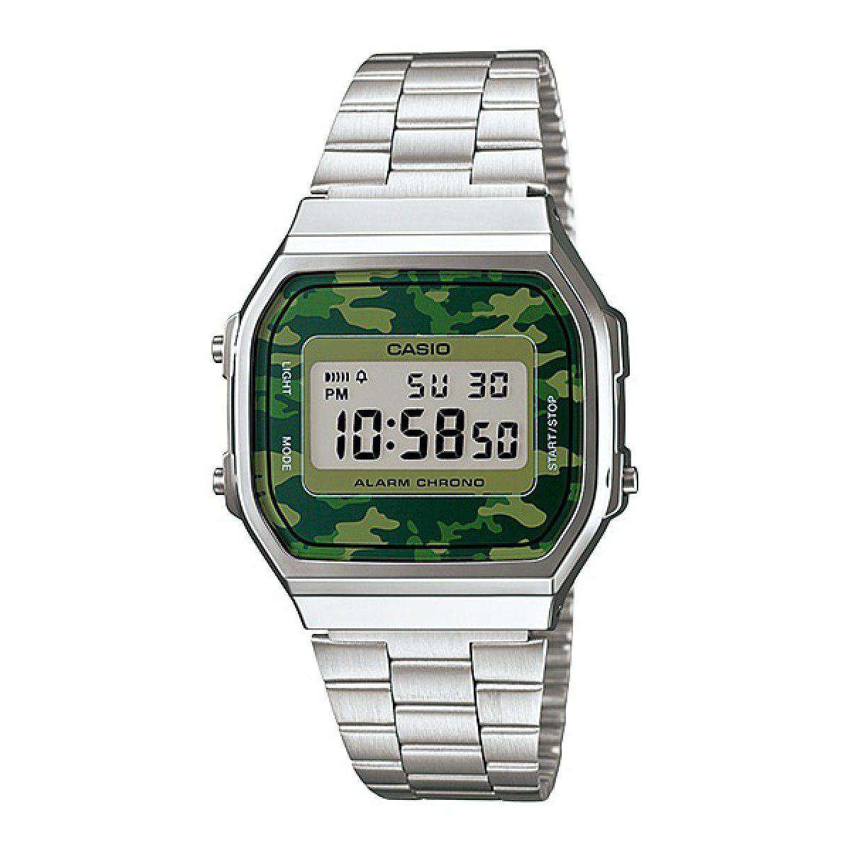 Casio A168WEC-3DF Silver Camouflage Stainless Watch for Men and Women-Watch Portal Philippines