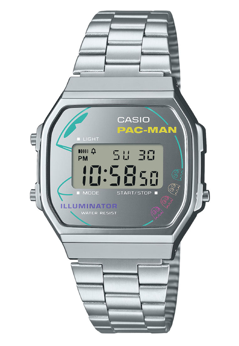 Casio A168WEPC-7A Pacman Digital Stainless Steel Strap Watch-Watch Portal Philippines