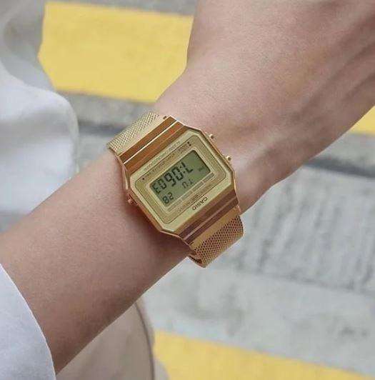 Casio A700WMG-9A Gold Stainless Mesh for Men and Women-Watch Portal Philippines