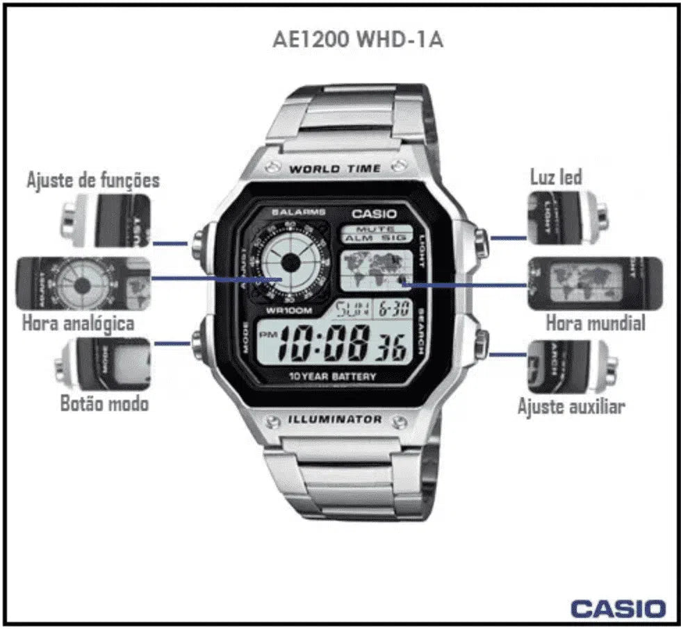 Casio AE-1200WHD-1AVDF Silver Stainless Watch For Men-Watch Portal Philippines