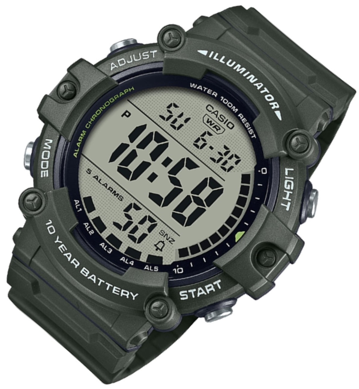 Casio AE-1500WHX-3A Army green Resin Strap Watch for Men-Watch Portal Philippines