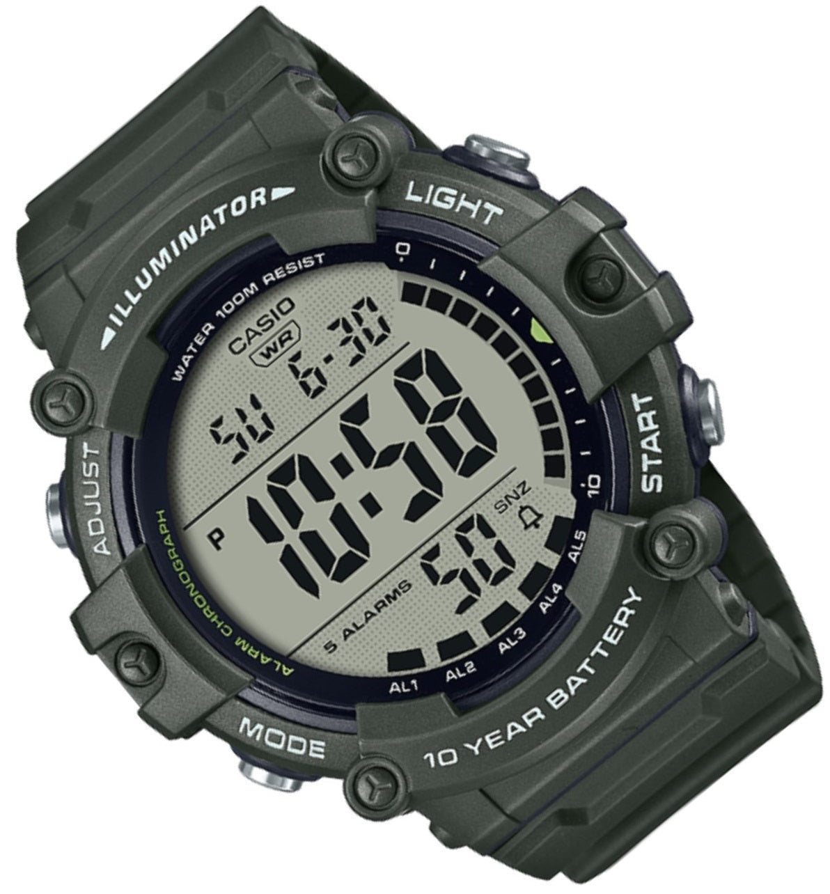 Casio AE-1500WHX-3A Army green Resin Strap Watch for Men-Watch Portal Philippines
