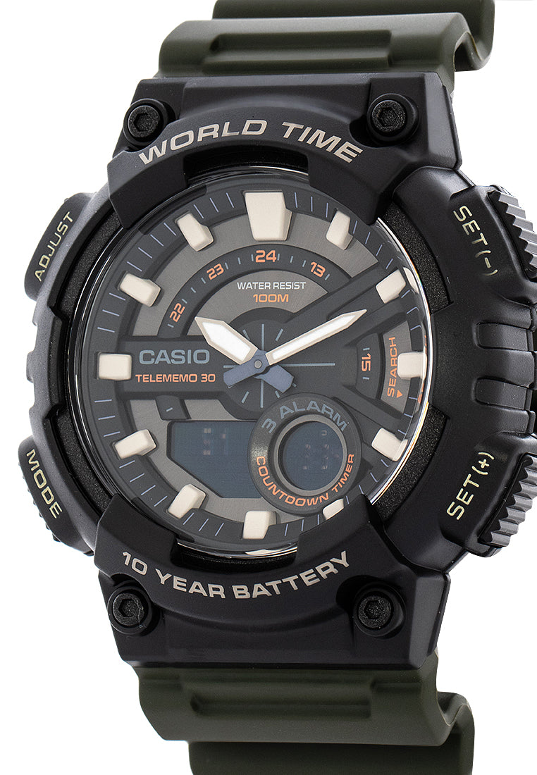 Casio AEQ-110W-3AVDF Digital Analog Rubber Strap Watch For Men-Watch Portal Philippines