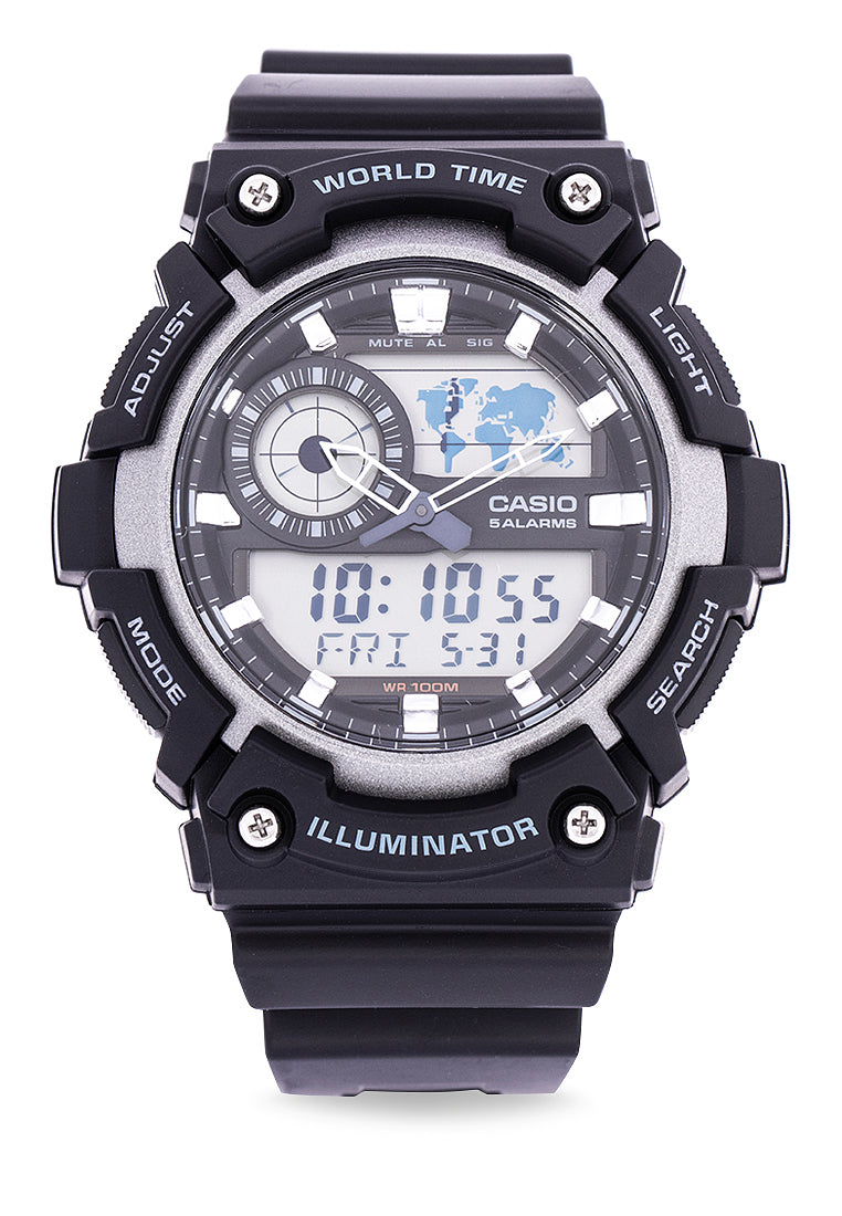 Casio AEQ-200W-1AVDF Digital Analog Rubber Strap Watch For Men-Watch Portal Philippines
