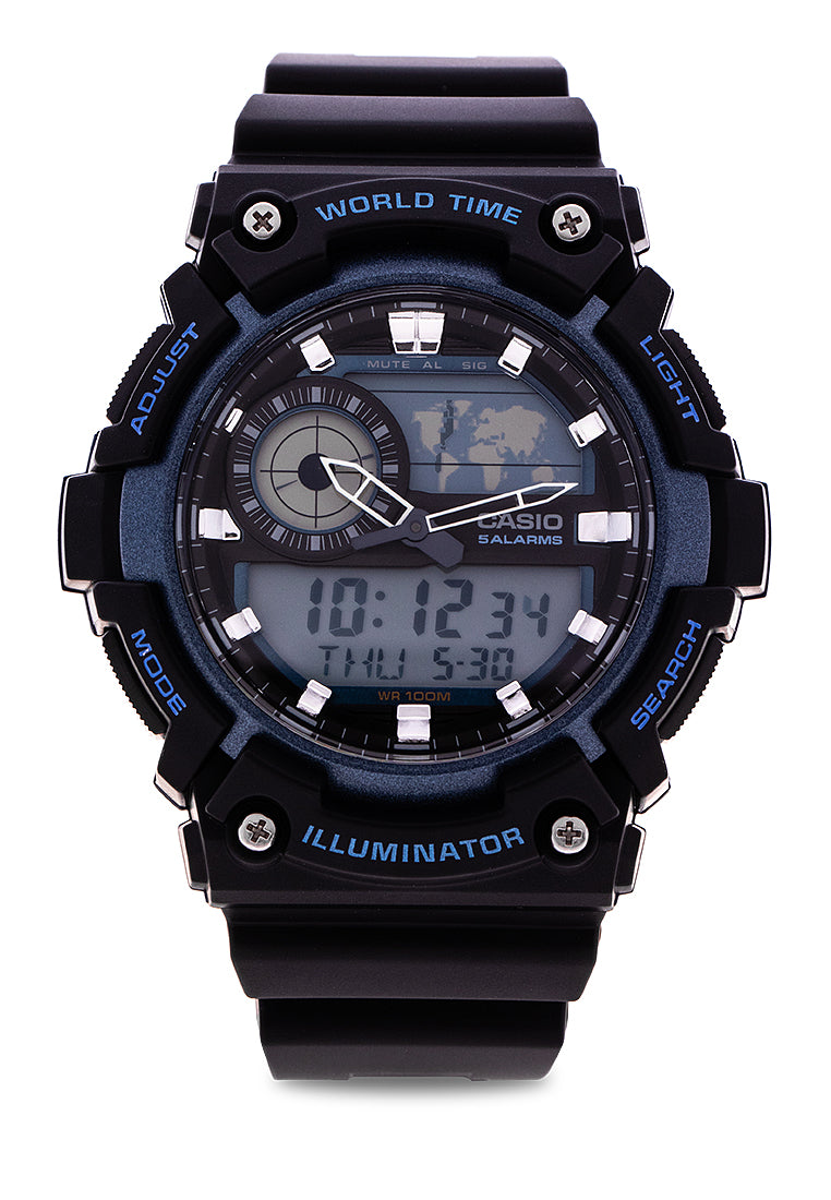 Casio AEQ-200W-2AVDF Digital Analog Rubber Strap Watch For Men-Watch Portal Philippines