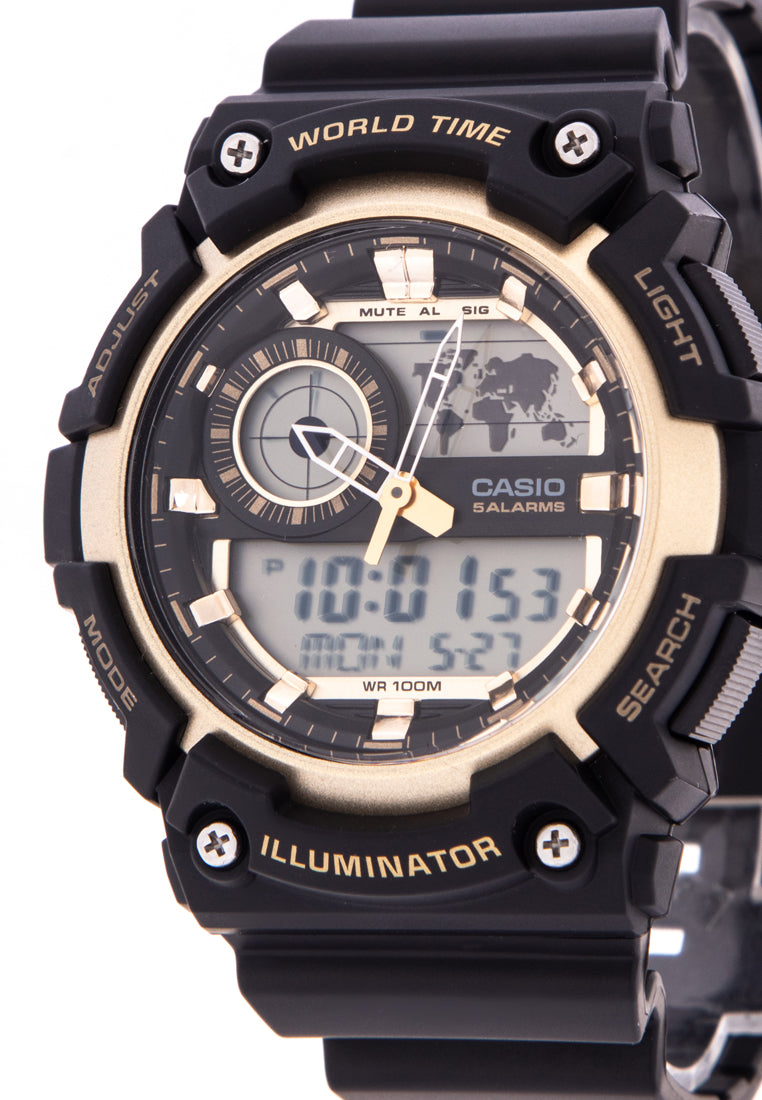 Casio AEQ-200W-9AVDF Digital Analog Rubber Strap Watch For Men-Watch Portal Philippines