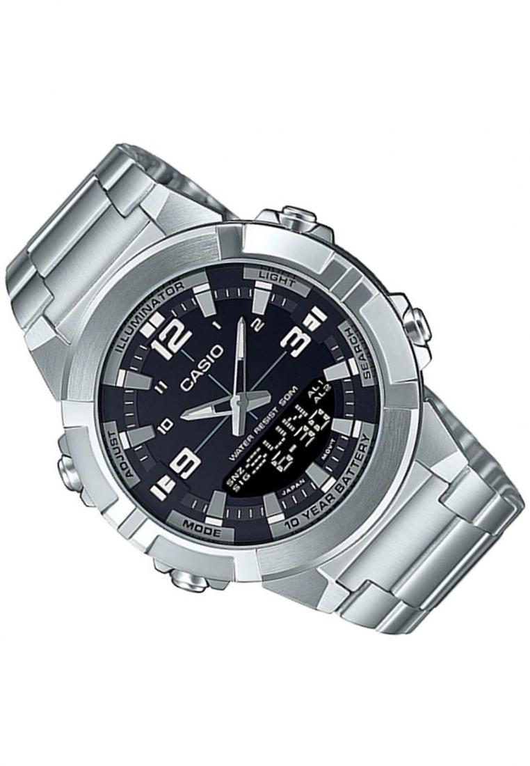 Casio AMW-870D-1A Digital Analog Stainless Steel Strap Watch For Men-Watch Portal Philippines