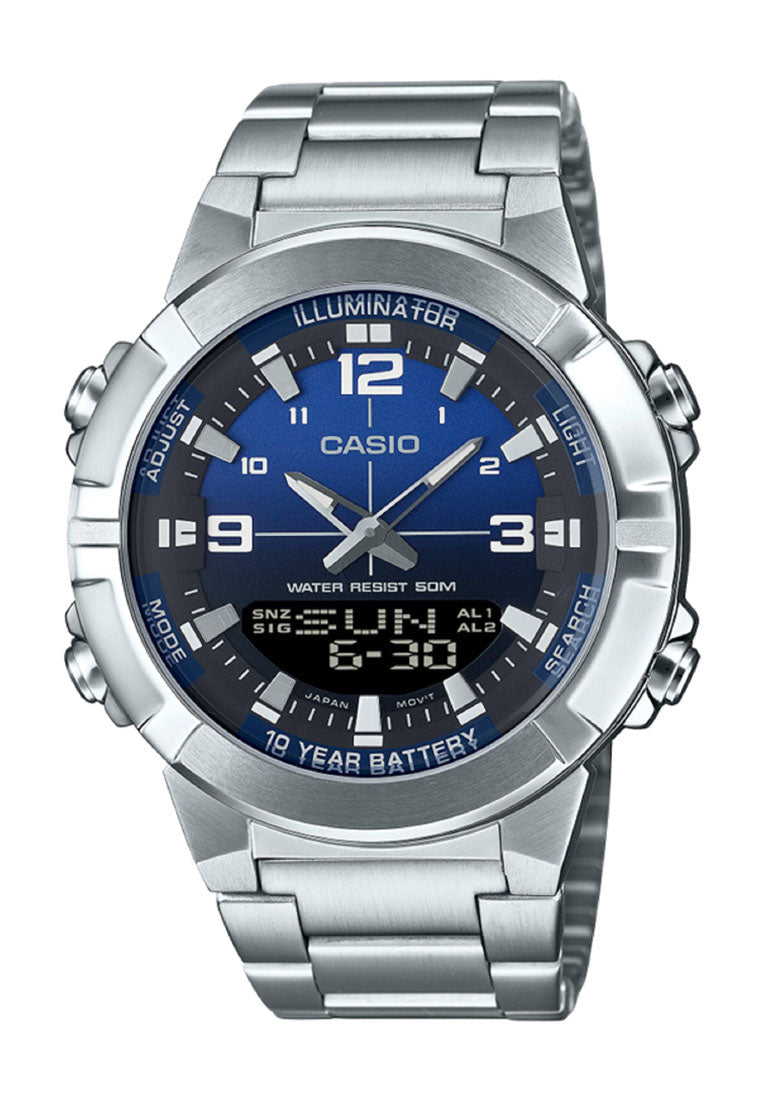 Casio AMW-870DA-2A1 Analog Digital Stainless Steel Band Watch For Men-Watch Portal Philippines