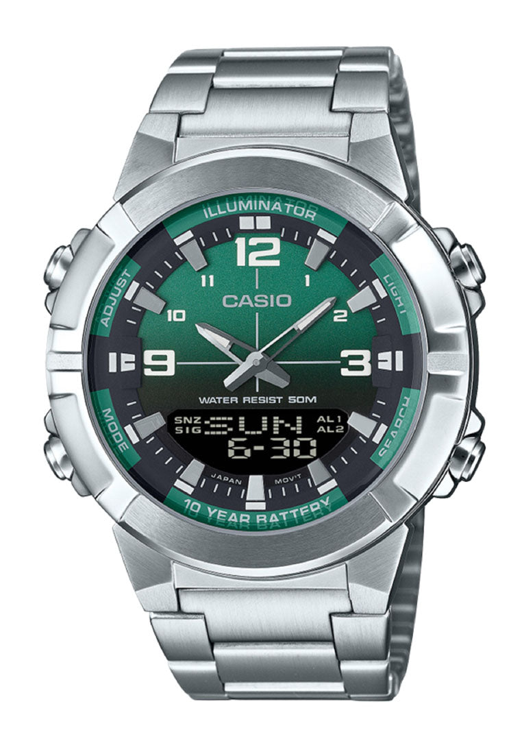 Casio AMW-870DA-3A Analog Digital Stainless Steel Band Watch For Men-Watch Portal Philippines