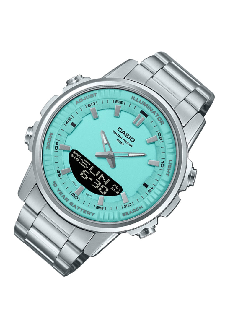 Casio AMW-880D-2A2 Digital Analog Stainless Steel Strap Watch For Men-Watch Portal Philippines
