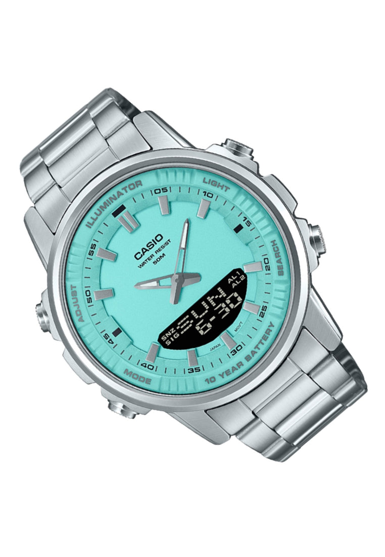 Casio AMW-880D-2A2 Digital Analog Stainless Steel Strap Watch For Men-Watch Portal Philippines