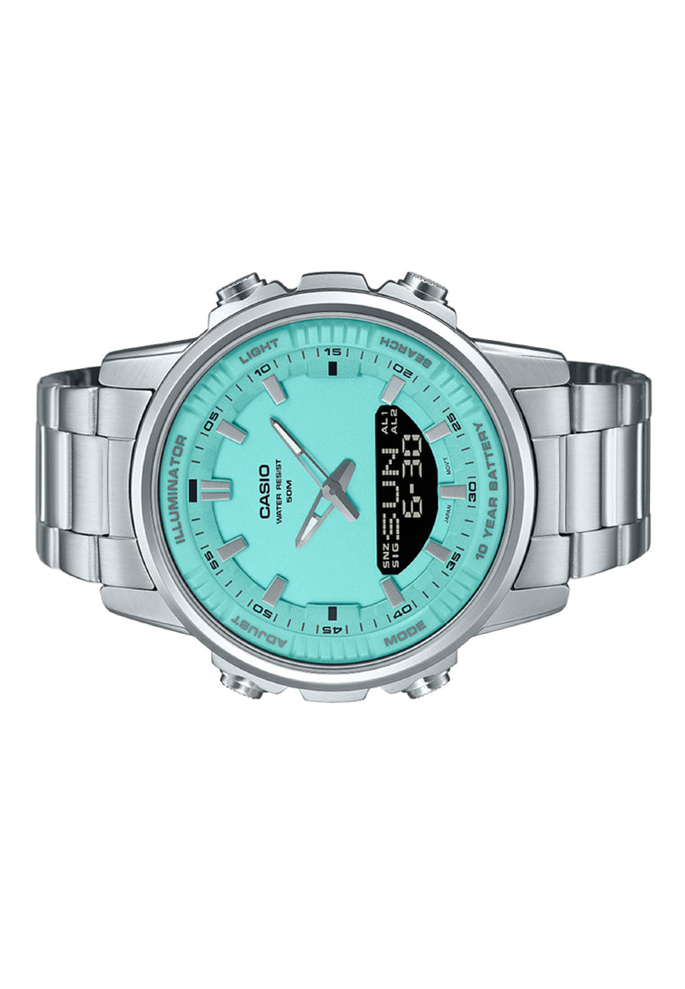 Casio AMW-880D-2A2 Digital Analog Stainless Steel Strap Watch For Men-Watch Portal Philippines