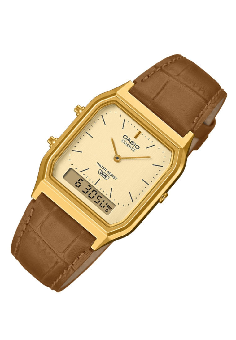 Casio AQ-230EGL-9A Digital Analog Leather Strap Watch-Watch Portal Philippines