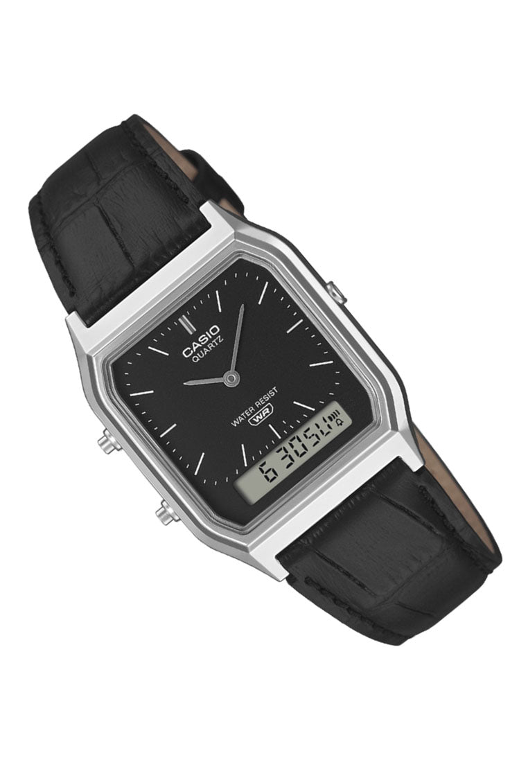 Casio AQ-230EL-1A Digital Analog Leather Strap Watch-Watch Portal Philippines