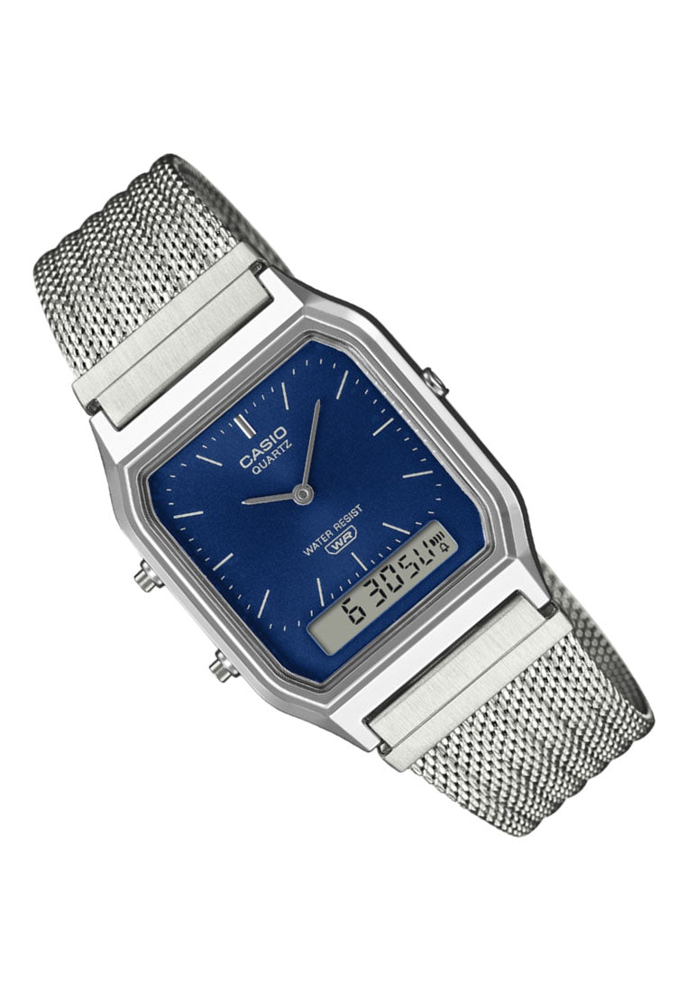 Casio AQ-230EM-2ADF Digital Analog Stainless Steel Strap Watch-Watch Portal Philippines