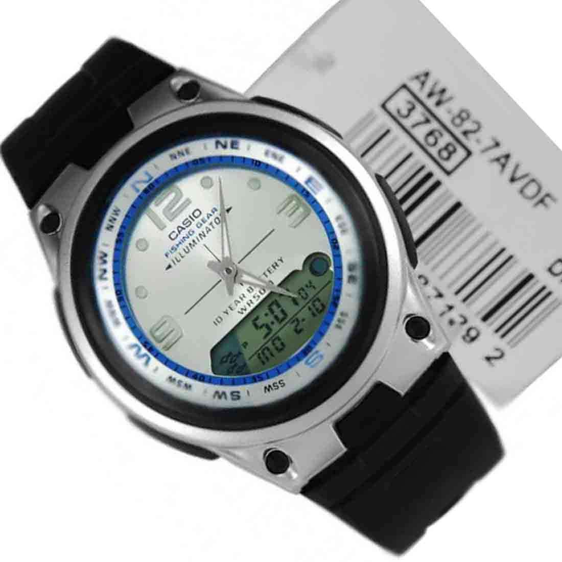 casio fishing gear aw 82 Casio AW-82-7AVDF Black/Silver Resin Strap Watch for Men |