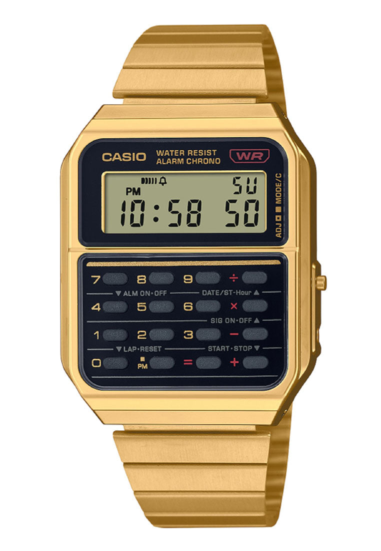 Casio CA-500WEG-1A Digital Calculator Stainless Steel Strap Watch-Watch Portal Philippines