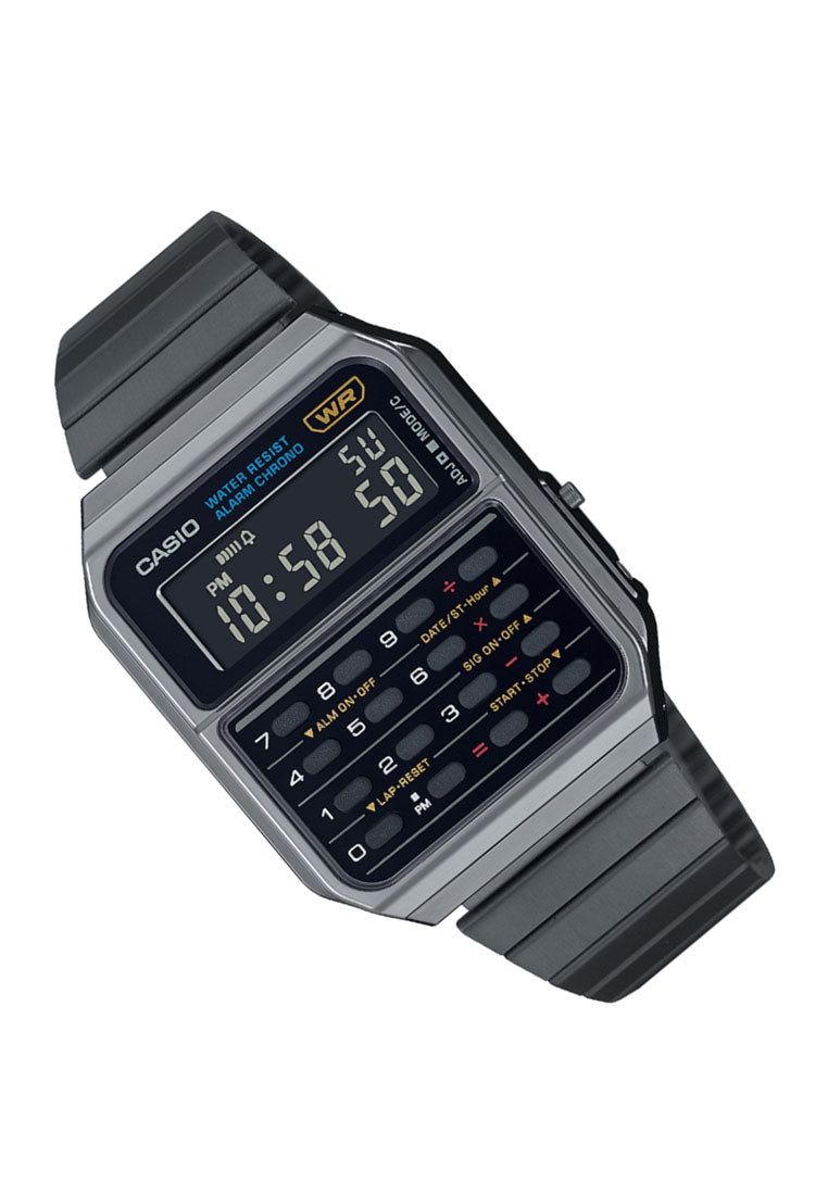 Casio CA-500WEGG-1B Digital Calculator Stainless Steel Strap Watch-Watch Portal Philippines