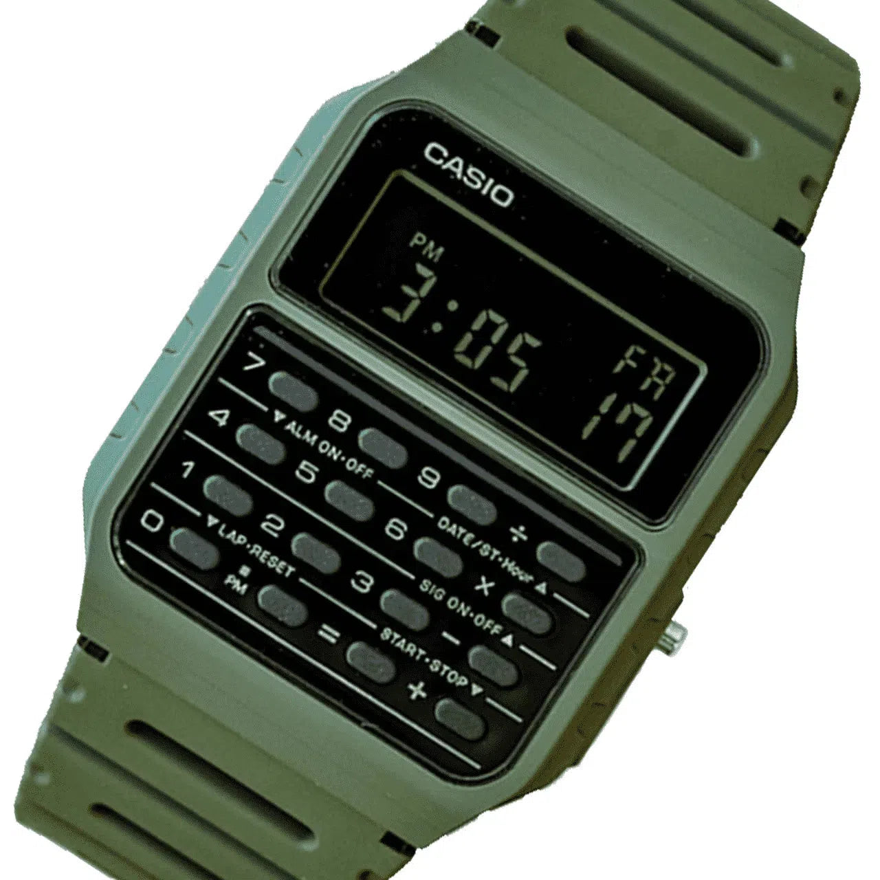 Casio CA 53WF 3B Army Green Calculator Resin Watch for Men