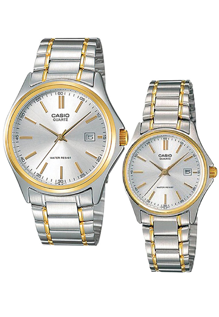 Casio Couple Watch COUPLE-1183G-7ADF Analog Stainless Steel Strap Watch-Watch Portal Philippines