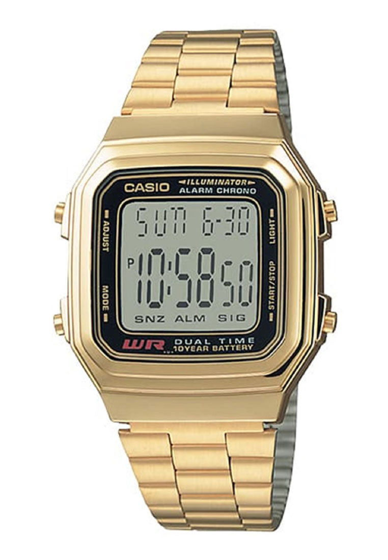 Casio Couple Watch COUPLE-A178-A178WG-1DF Digital Stainless Steel Strap Watch-Watch Portal Philippines