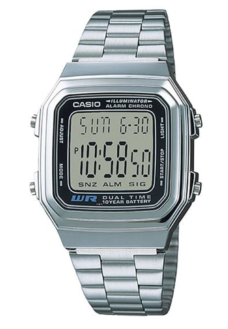 Casio Couple Watch COUPLE-A178-A178WG-1DF Digital Stainless Steel Strap Watch-Watch Portal Philippines
