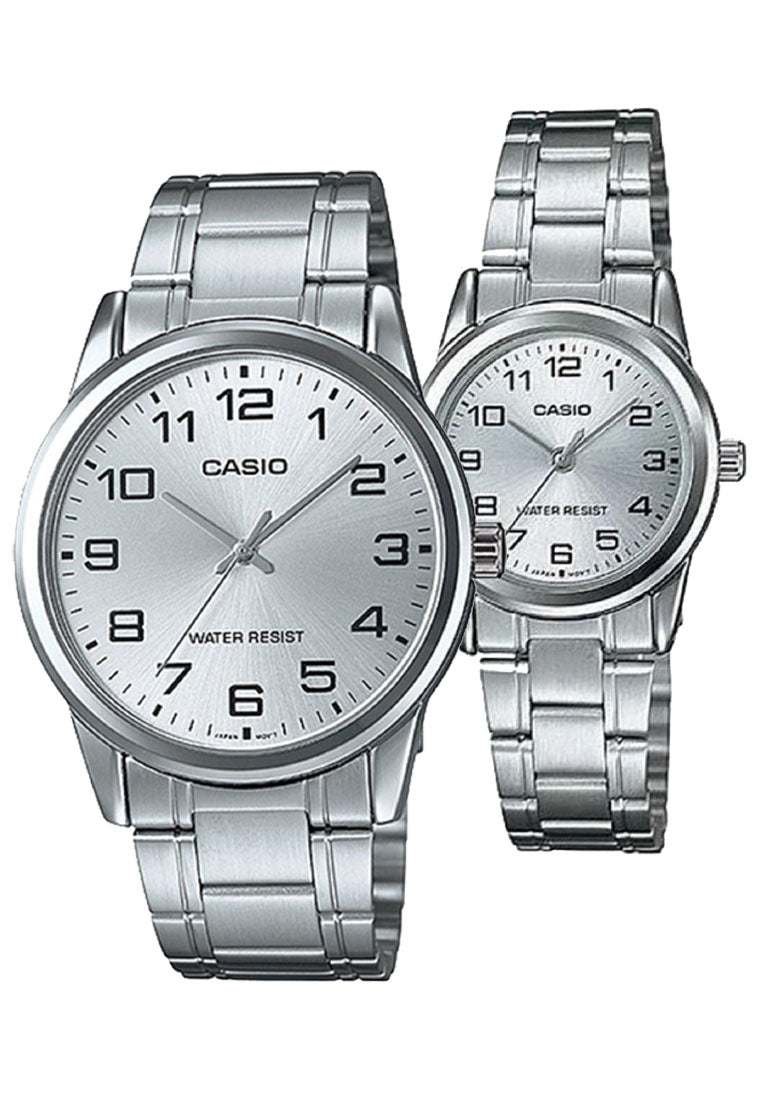 Casio Couple Watch COUPLE-V001D-7B Analog Stainless Steel Strap Watch-Watch Portal Philippines