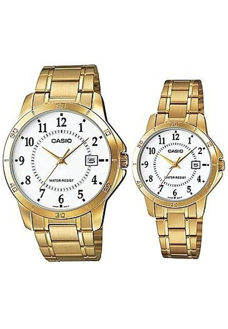 Casio Couple Watch COUPLE-V004G-7B Analog Stainless Steel Strap Watch-Watch Portal Philippines