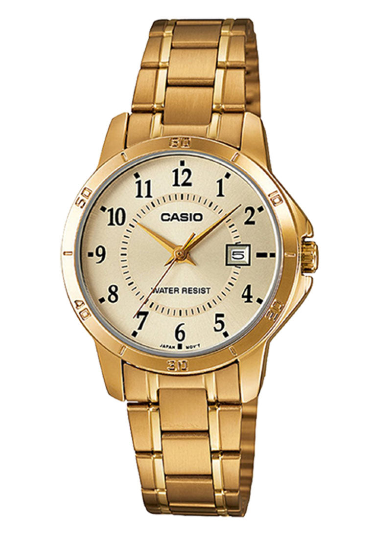 Casio Couple Watch COUPLE-V004G-9B Analog Stainless Steel Strap Watch-Watch Portal Philippines