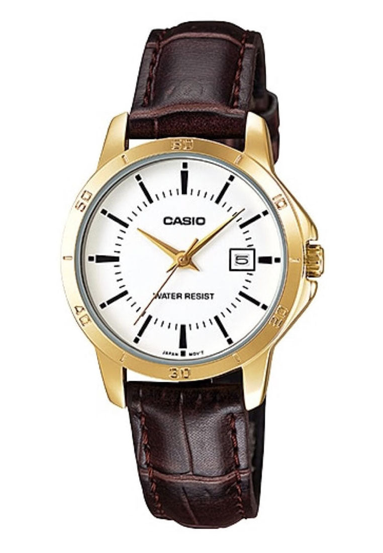Casio Couple Watch COUPLE-V004GL-7A Analog Leather Strap Watch-Watch Portal Philippines