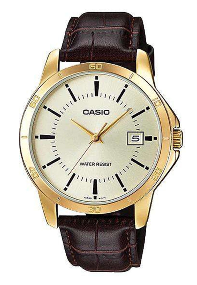 Casio Couple Watch COUPLE-V004GL-9A Analog Leather Strap Watch-Watch Portal Philippines