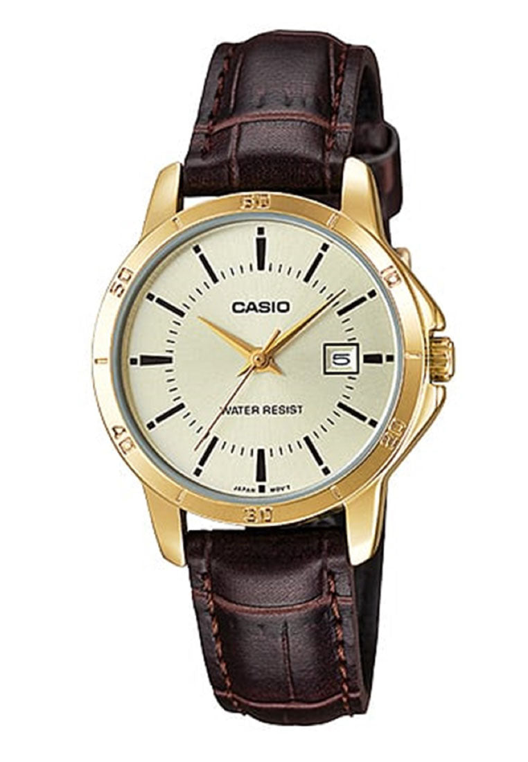 Casio Couple Watch COUPLE-V004GL-9A Analog Leather Strap Watch-Watch Portal Philippines