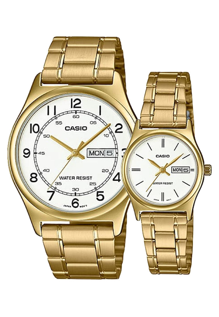 Casio Couple Watch COUPLE-V006G-7B Analog Stainless Steel Strap Watch-Watch Portal Philippines