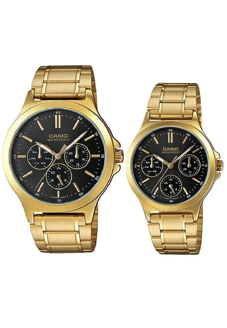 Casio Couple Watch COUPLE-V300G-1A Analog Stainless Steel Strap Watch-Watch Portal Philippines