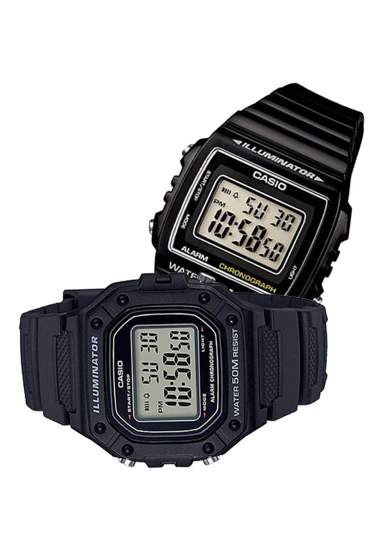 Casio Couple Watch COUPLE-W215-W218H-1A Digital Rubber Strap Watch-Watch Portal Philippines