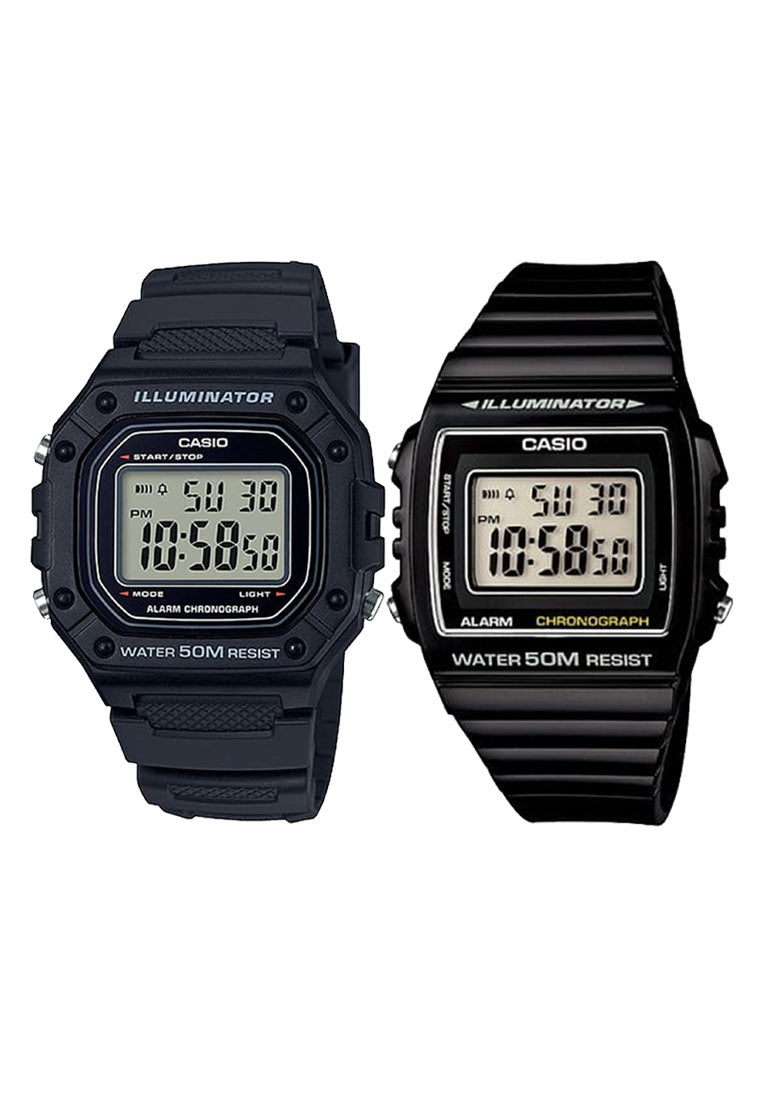 Casio Couple Watch COUPLE-W215-W218H-1A Digital Rubber Strap Watch-Watch Portal Philippines
