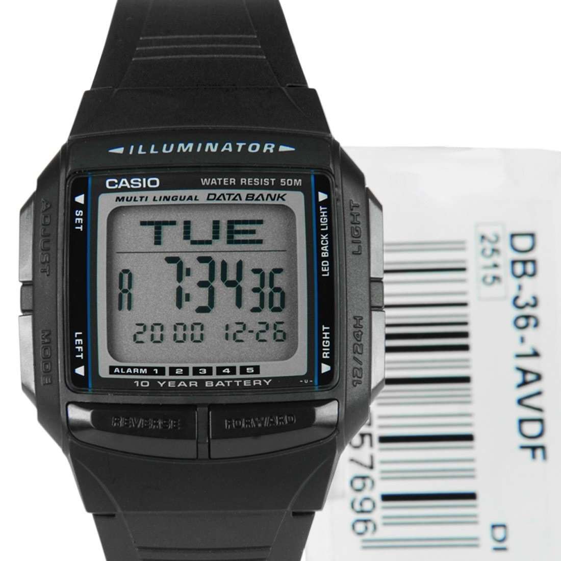 Casio DB-36-1A Black Resin Watch for Women and Men-Watch Portal Philippines