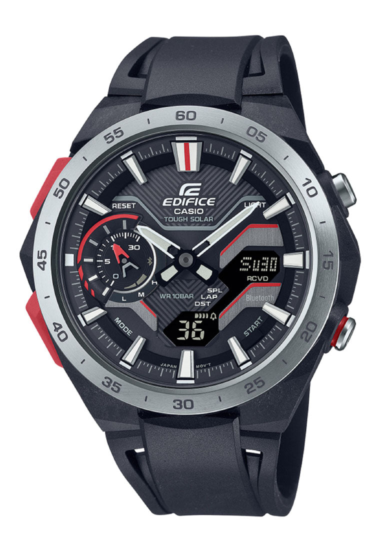 Casio Edifice ECB-2200P-1A Analog Rubber Strap Bluetooth Solar Watch For Men-Watch Portal Philippines