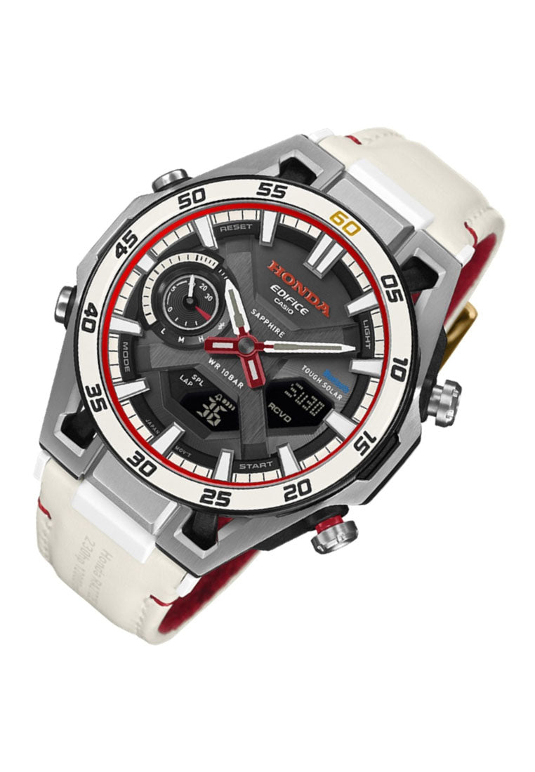 Casio Edifice ECB-2300HR-1ADR Honda 60th Anniv Leather Strap Digital Analog Bluetooth Solar Watch-Watch Portal Philippines