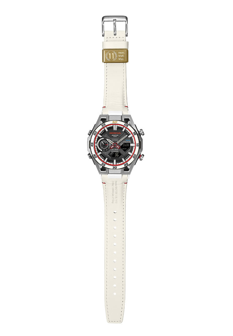 Casio Edifice ECB-2300HR-1ADR Honda 60th Anniv Leather Strap Digital Analog Bluetooth Solar Watch-Watch Portal Philippines