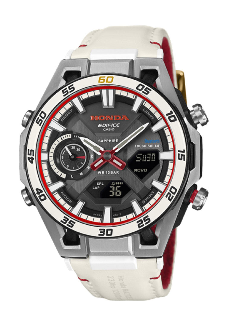 Casio Edifice ECB-2300HR-1ADR Honda 60th Anniv Leather Strap Digital Analog Bluetooth Solar Watch-Watch Portal Philippines