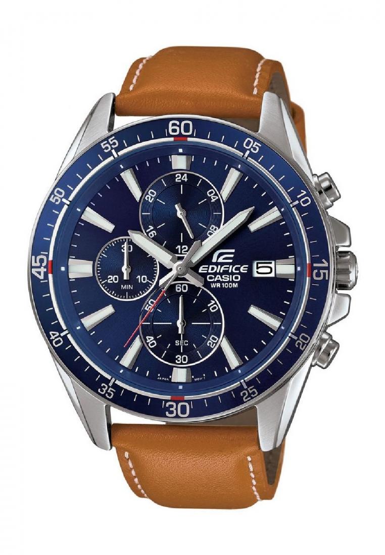 Casio Edifice EFR-546L-2A Chronograph Leather Strap Watch For Men-Watch Portal Philippines
