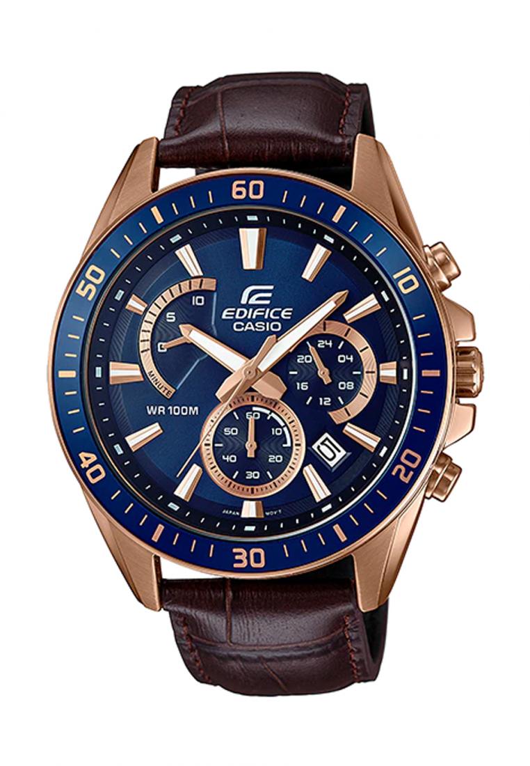Casio Edifice EFR-552GL-2A Chronograph Leather Strap Watch For Men-Watch Portal Philippines